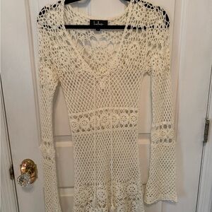 Lulu's Ivory Crochet Knit Top
